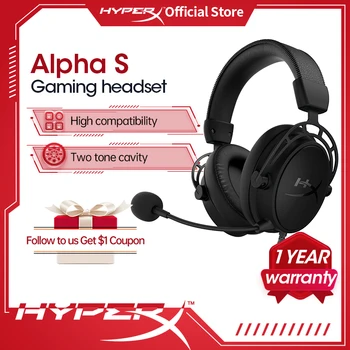 오리지널 HyperX 클라우드 알파 S E-스포츠 헤드셋 7.1 서라운드 사운드 게임용 헤드셋, pc용 마이크 포함