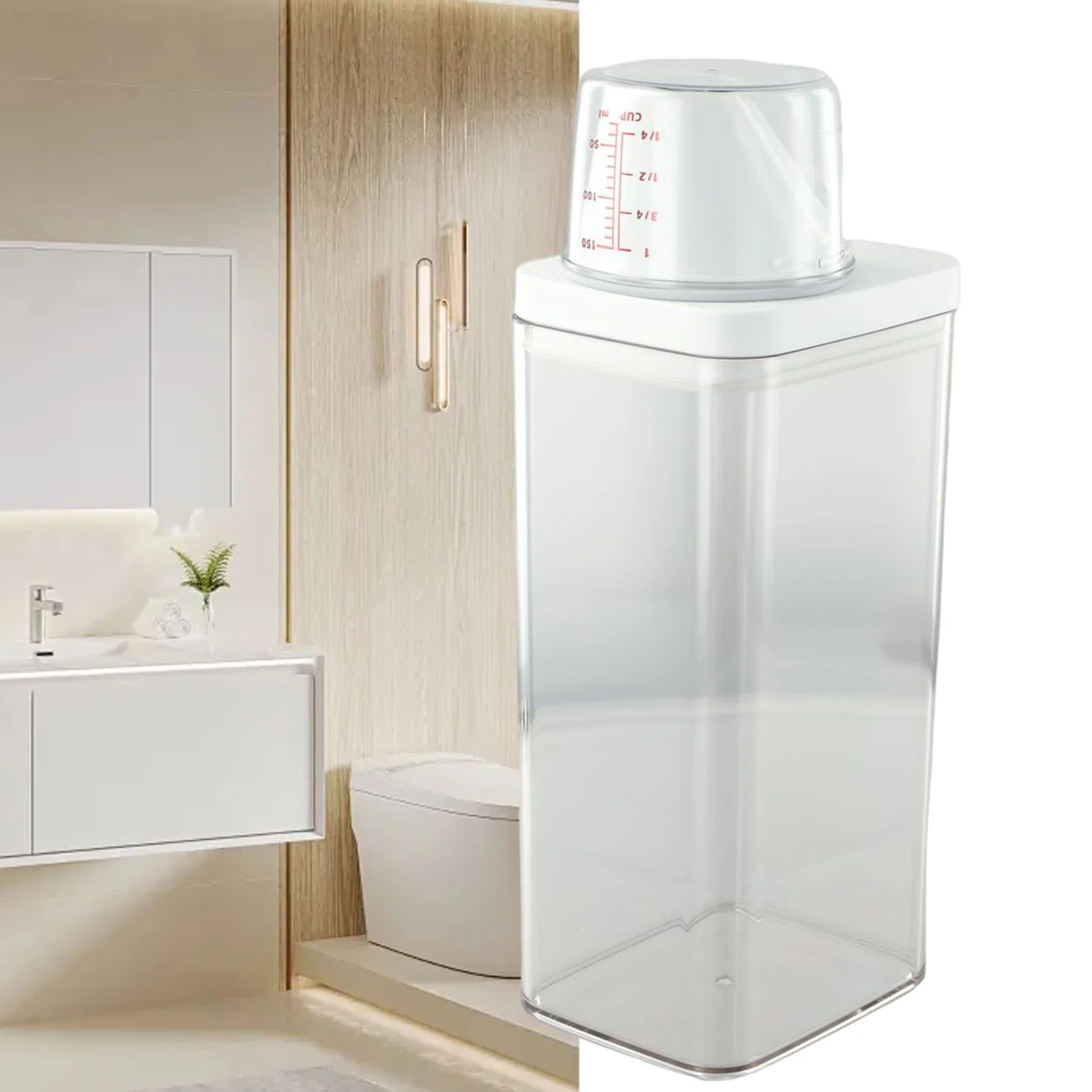 

1900ML Household Plastic Laundry Airtight Laundry Detergent Powder Storage Box Detergent Container Soap Detergent Organizer Lid