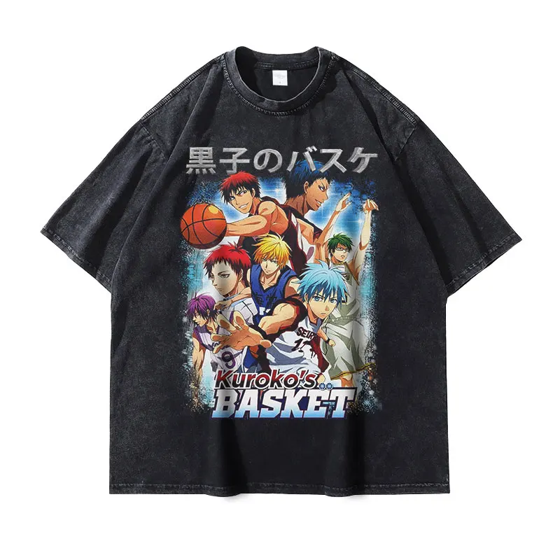 Anime Kurokos Basketball T-shirts Oversized Vintage Washed Kuroko