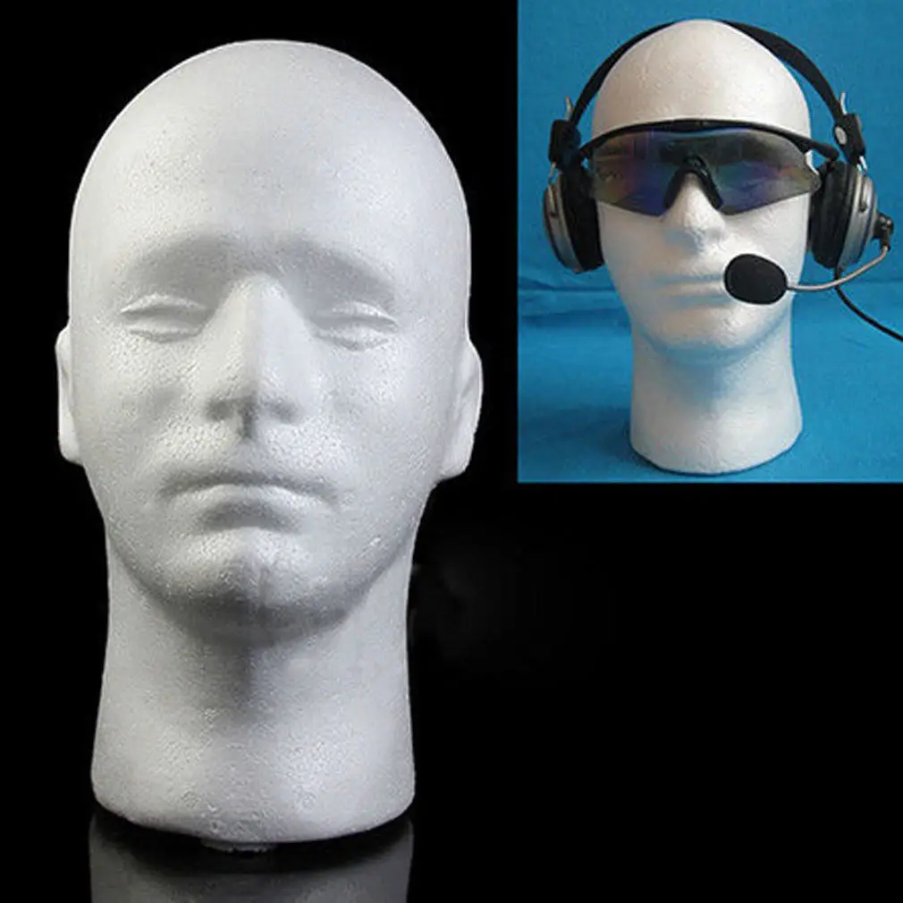 Mannelijke Mannequin Hoofd Wit Polystyreen Piepschuim Foam Hoofd Model Stand Pruik Haar Hoed Headset Display Stand Rack