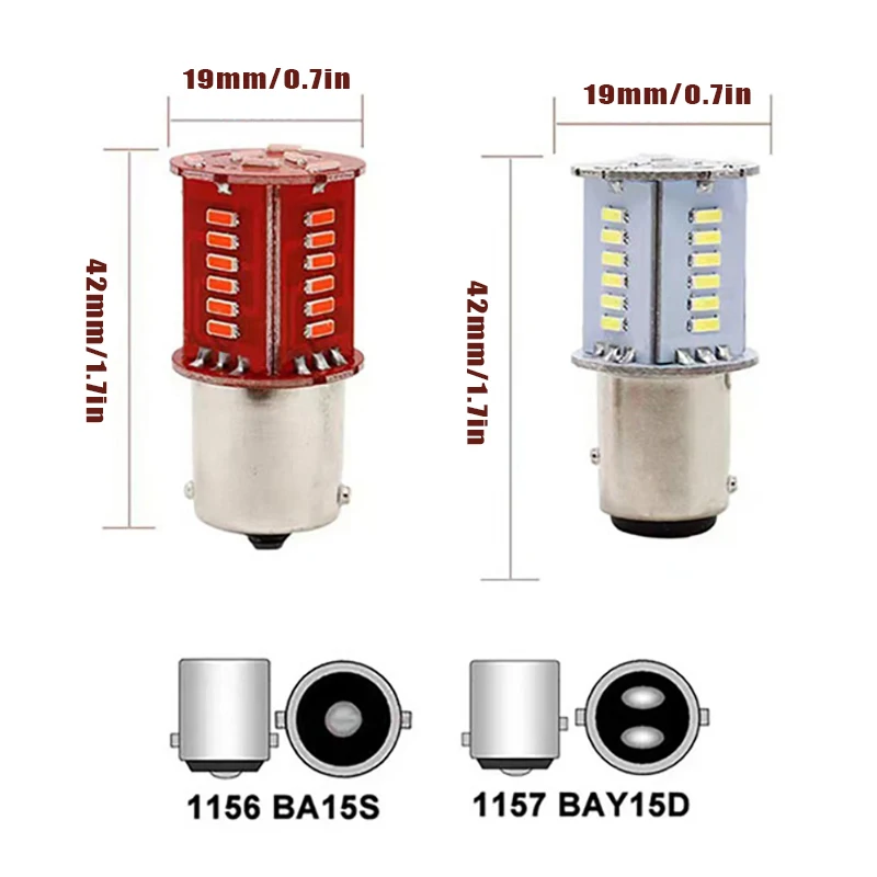1157 Led Strobe Brake Light BAY15D Led Bulb 30 SMD DRL Reversing Parking Turn Signal Stop Tail Lamp Auto Motorcycle Signal images - 6