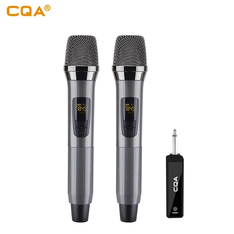 Wireless Microphone 2 Channels UHF Professional Handheld Mic Micphone For Party Karaoke Church Show Meeting 50 Meters Distance
