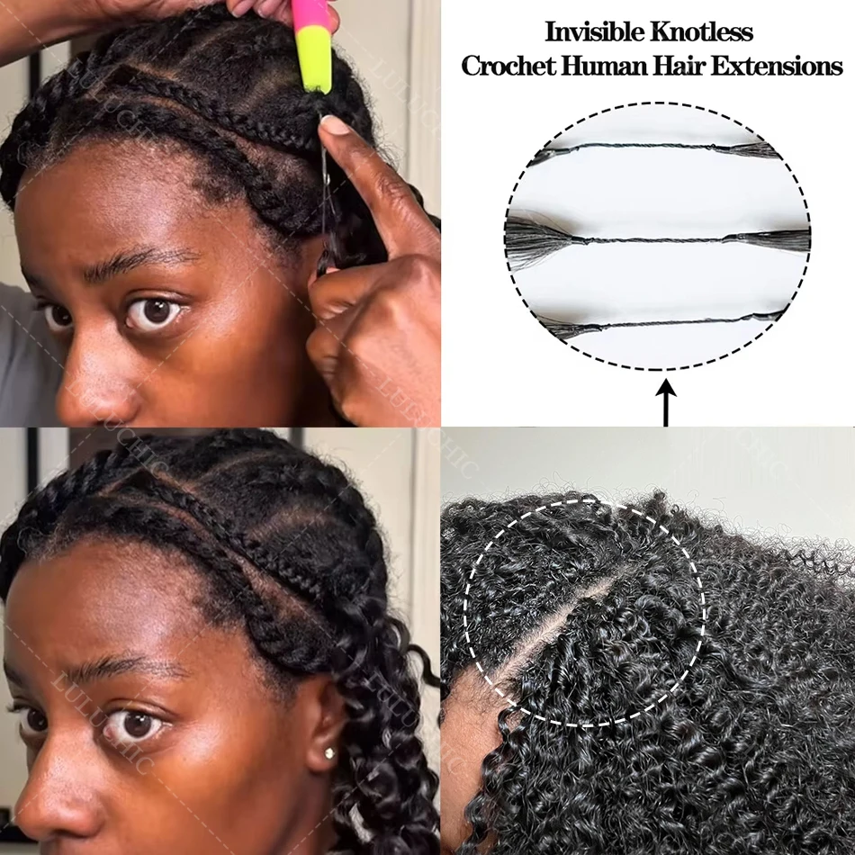 Straight Crochet Human Hair Extensions Knotless Feather Braids Pre Separated Invisible Brazilian Lightweight Crochet Human Hair 2