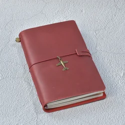 Genuine Leather Refillable Journal - Handmade Retro Travel Notebook and Sketchbook Gift - Standard style (Red)
