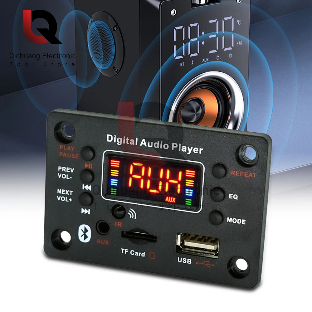 1Pcs 2*40W Amplifier MP3 Player Module Bluetooth-compatible 5.0 Decoder Board 12V 80W Amplifier Car FM Radio Module MP3 players