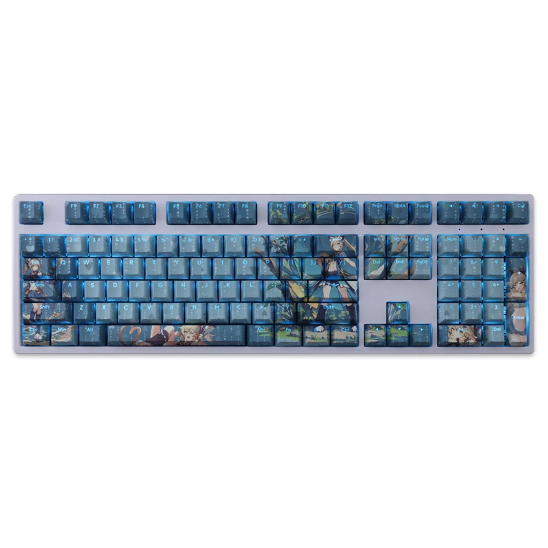 Genshin Impacto Kirara Keycap Tintura Pbt Subbed Anime Gaming Key Caps 61 87 104 108 Perfil Cereja - Imagem 4
