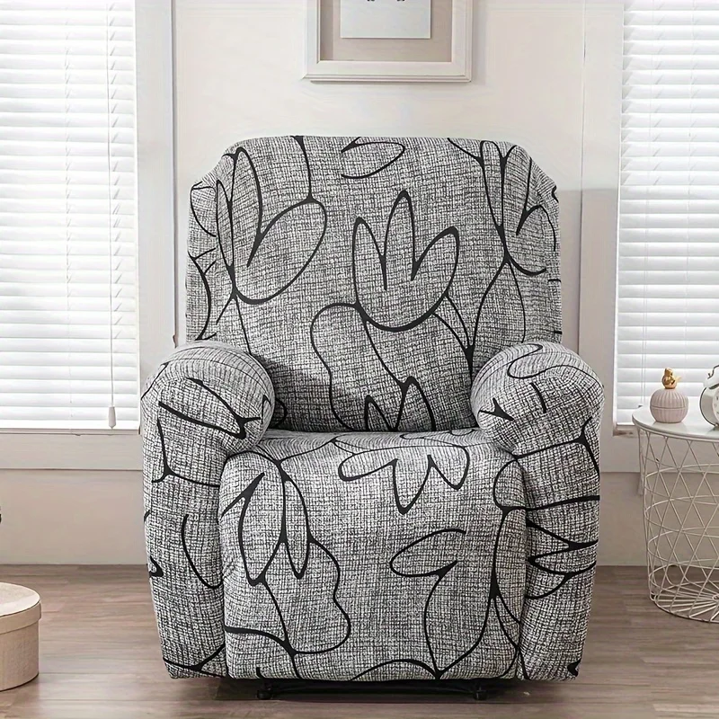 Description Picture 2 of item4pc/set Milk Silk Stretch Recliner Sofa Covers Printed Elastic Armchair Chair Slipcovers for Living Room Furniture Protector