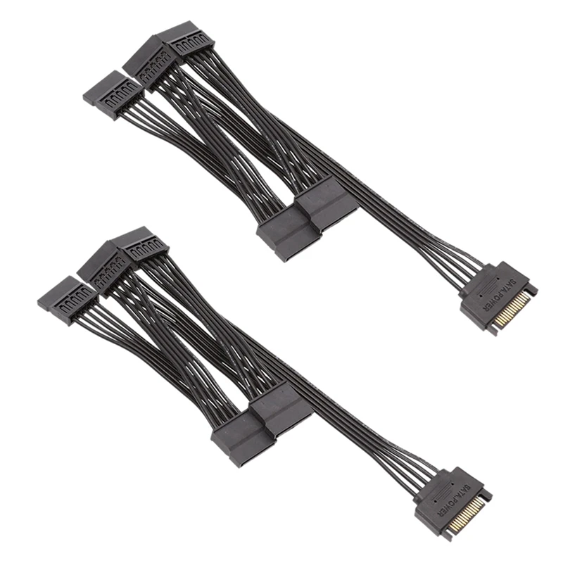 Promotion! (2PCS) 15 Pin SATA Power Extension Hard Drive Cable 1 Male To 5 Female Splitter Adapter Disk Expansion (3T |