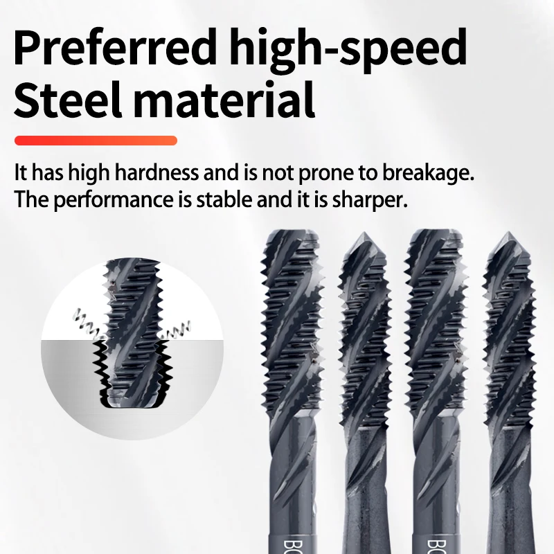 HSSE-M35 JIS Standard Spiral Fluted Tap M1.4 M1.5 M1.6 M1.7 M1.8 M2 M3 M4 M5 M6 M8 M9 Machine Screw