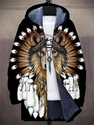 Men's jacket warm sports coat zipper shirt winter ski street casual 2024 new warm fashion retro graffiti outdoor trendy jacket