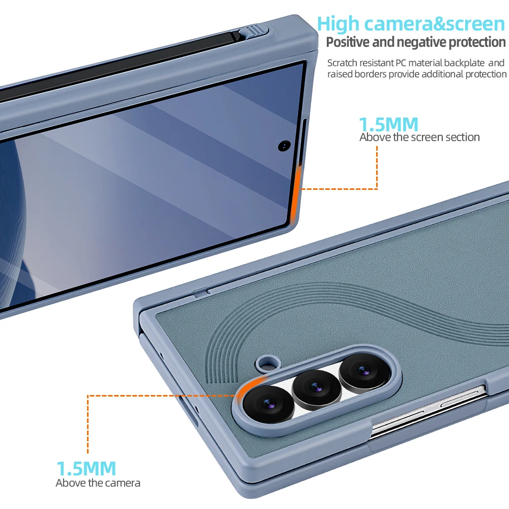 Premium PU Leather Foldable Case with Magnetic Hinge Protector, Stylus, and Privacy Screen Film