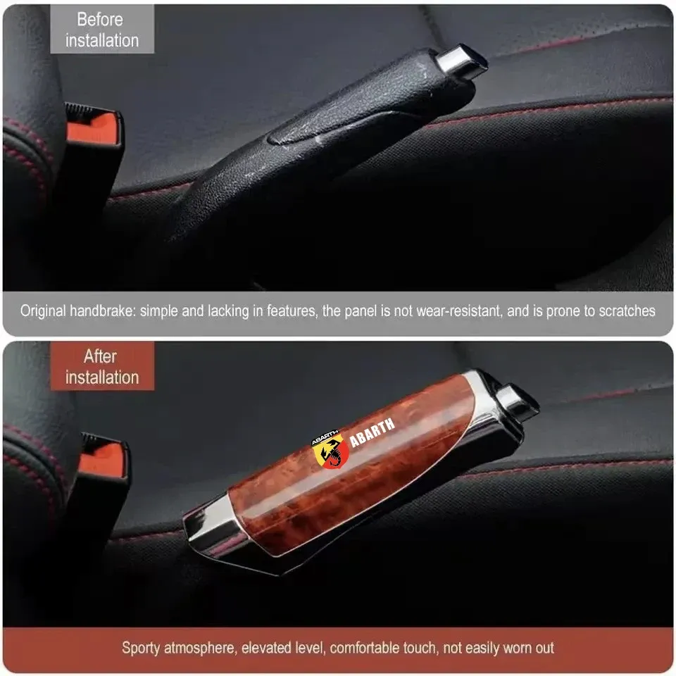 Car Handbrake Grip Carbon Fiber Anti-slip Protect Cover Decor For Abbas Abarth Punto 124/125/500 Stilo