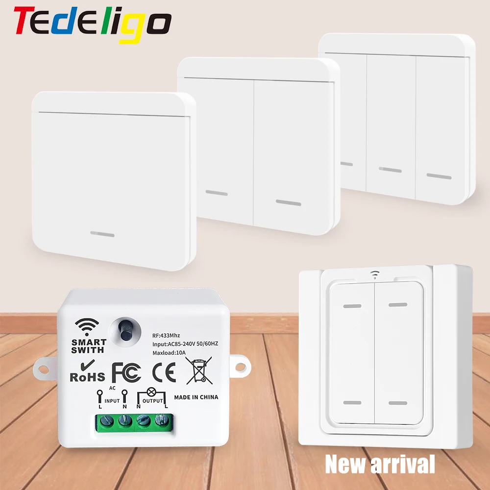 Wireless-Light-Switch-433Mhz-Mini-Remote-Control-110V-220V-10A-Smart ...