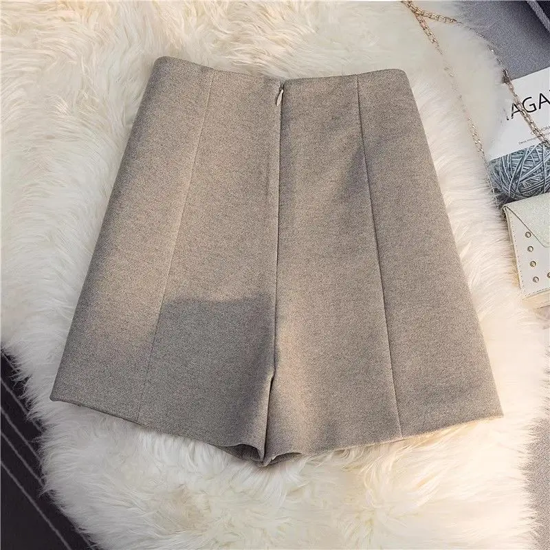Korean Fashion Woolen Shorts Women Autumn Winter Simple Office Ladies High Waist Graceful Tender Mujer All-match Newly Popular