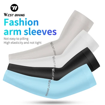 WEST BIKING Summer Ice Silk Arm Leg Sleeves UPF50+ UV Protection Cooling Elastic Quick Dry Anti-slip Sport Sleeves for Cycling