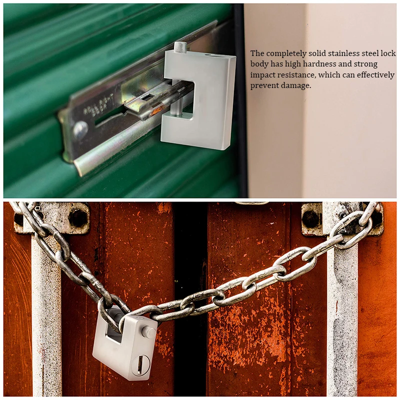 Safety Lock Padlock 3 Keys Heavy Duty D-Shaped Protect Garage Door Containers Gate Warehouse