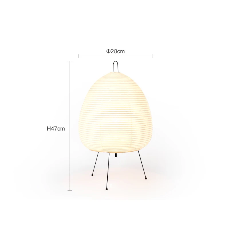 Japanese Design Paper Table Lamp turned on glowing softly