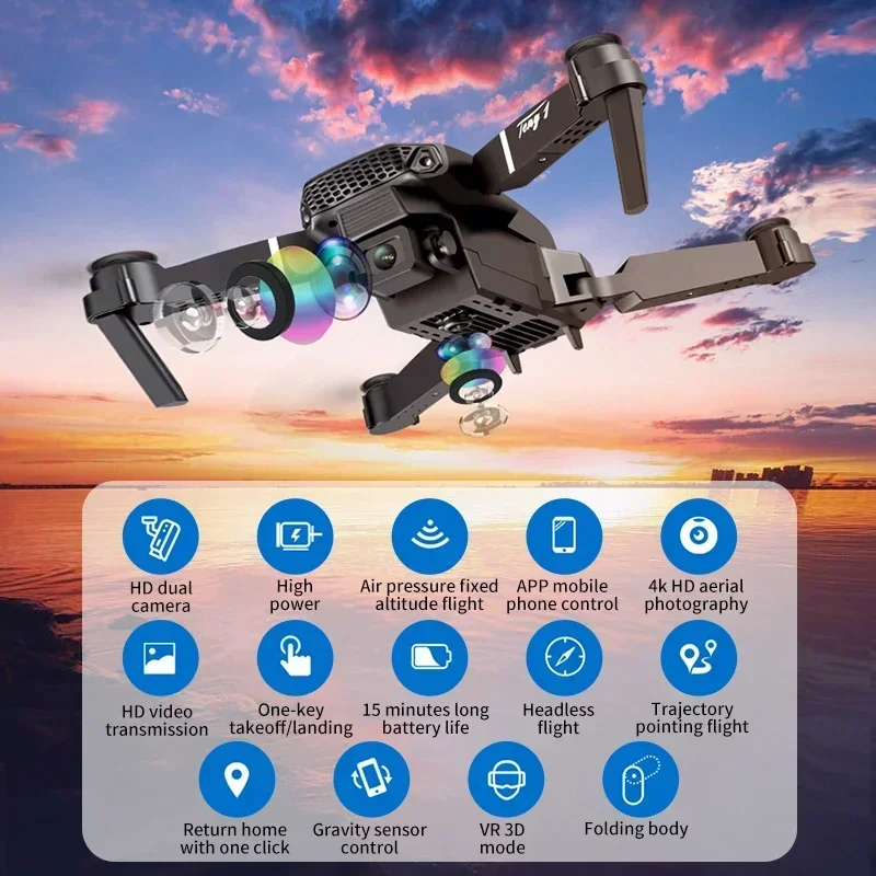 

4K Drone Professional E88 Hand Remote Control Racing Motor Battery Selfie Long Range Camera Photography