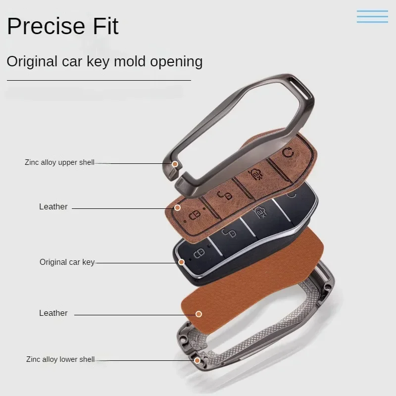 Key Case Cover for BYD Song Plus Atto 3 Han EV Tang DM Qin Seal Dolphin Leather Metal Remote Fob Holder Keychain Car Accessories key case cover key case remote control case cover