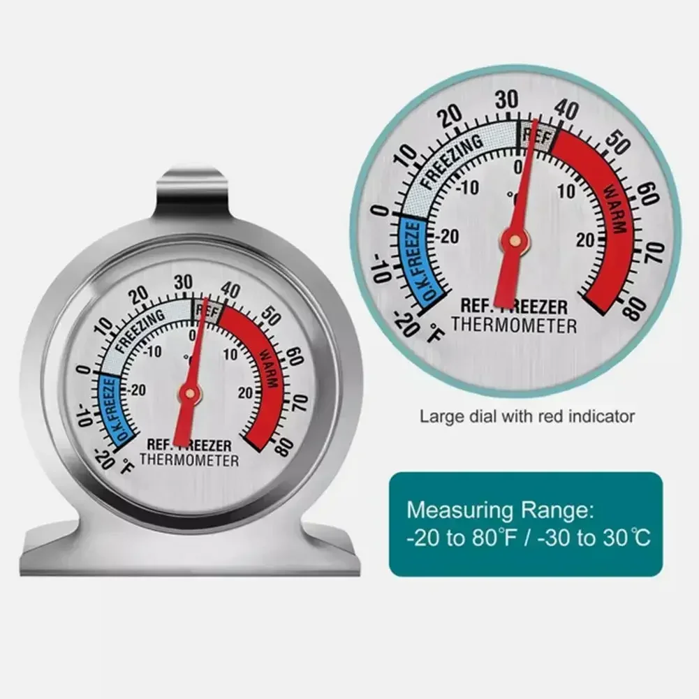 1pc Refrigerator Thermometer -30~30&deg;C/-20~80&deg;F Classic Fridge Analog Thermometer Large Dial With Red Indicator