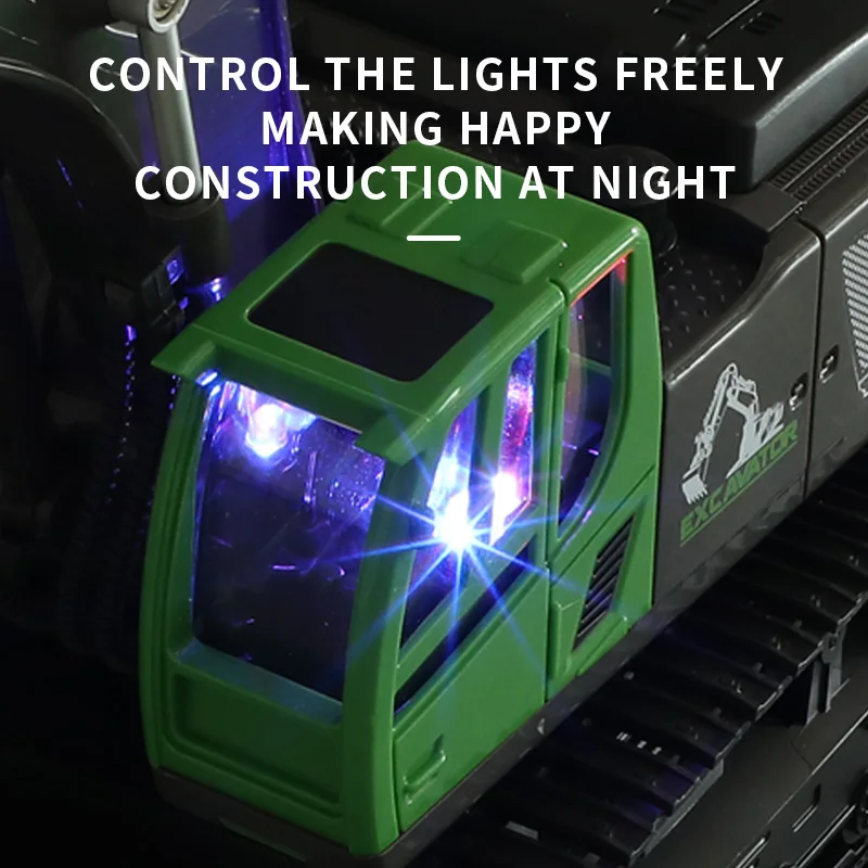 HUINA RC Excavator 1/18 11CH Rechargeable Remote Control Car 1558 Rotating Model Outdoor Toys with Light Kids Gifts TH20314 4
