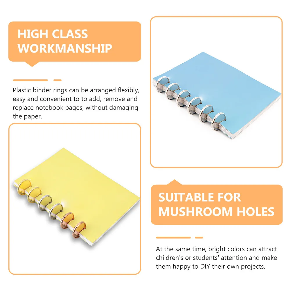20개 ABS 플라스틱 디스크바운드 디스크(루즈리프 바인더용) 매끄러운 표면 미끄럼 방지 페이지 넘김 DIY 플래너 노트북 바인딩