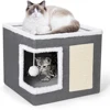 4-Season Multi-Level Cat House Heated Cat Bed for Indoor Cat Indoor Foldable Removable Cushion,Anti-Slip Base Winter Warmth Cave