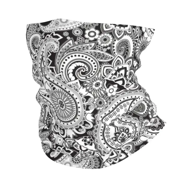 Custom Ethnic Bohemia Style Paisley Bandana Winter Neck Warmer Men Windproof Wrap Face Scarf for Hiking Gaiter Headband