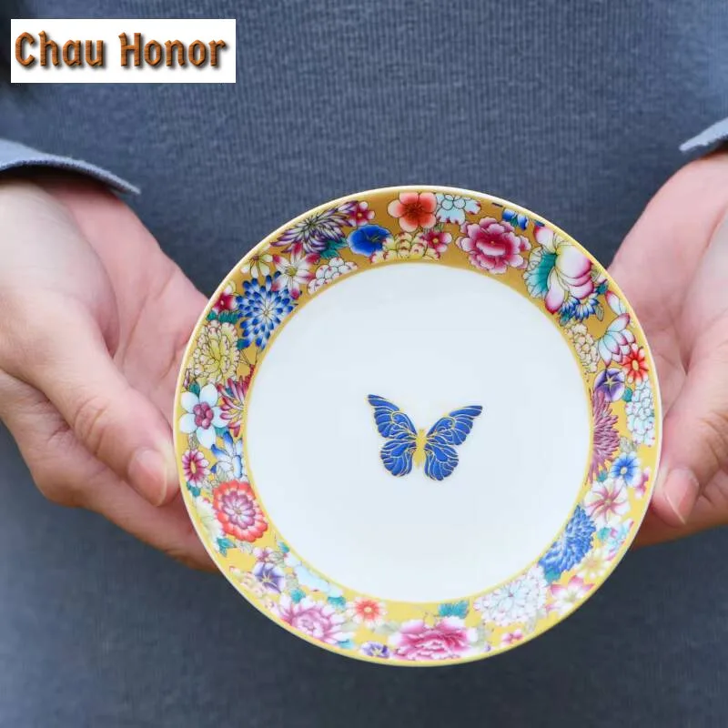 240ml Butterfly Dance Flower Ceramic Teapot Luxury Fragrance Pot Tea Brewing Kettle with Infuser Puer Cha Twaware Supplies Gift