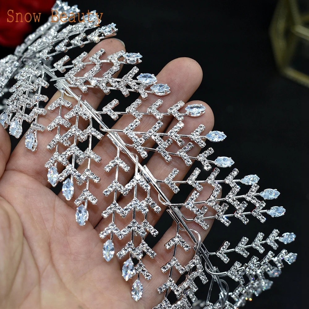 A01 Rhinestone Bridal Headpiece Pageant Headdresses Hair Jewelry Luxury Wedding Headwear Crystal Bridesmaid Girl Hair Ornament