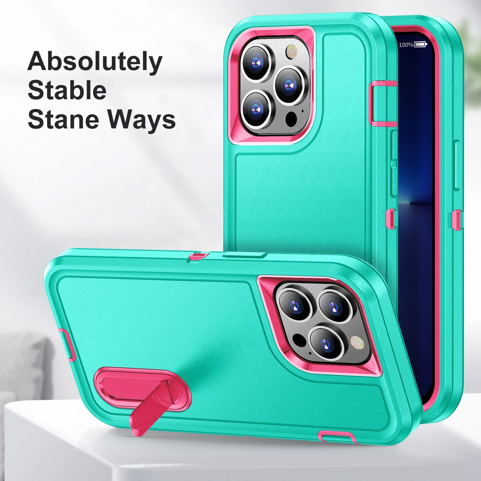 Coque hybride robuste pour iPhone 16 15 14 13 12 11 XR XS Pro Max 7 8 Plus 3 en 1 Otter Case Box Coque de protection complète rigide_voghion.com