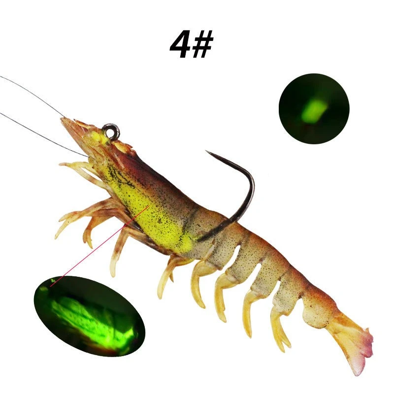 1 Stück/5 Stück/6 Stück 12g 9cm 6 Farben Künstlicher PVC-Garnelen-Weichköder Leuchtender Köder für Angelaktivitäten Köder mit Haken – Detail 10