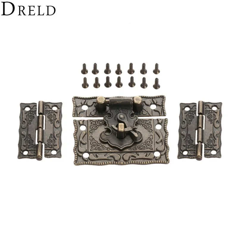 3 Pcs/set Furniture Fittings Suitcase Cabinet Hinge With Antique Bronze Jewelry Wooden Box Latch Hasp Clasp Vintage Hardware cabinet door hinges,furniture hardware,toggle latches,jewelry box hasps,decorative latches
