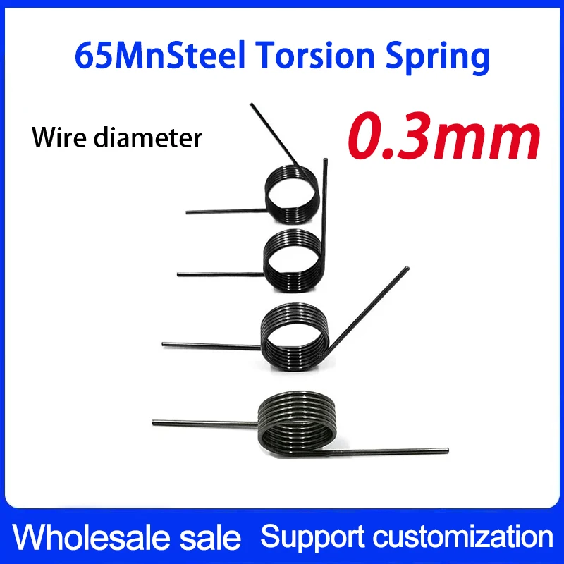 

65Mn Steel V-Shaped Helical Torsion Spring Wire Diameter 0.3mm Angle 60 90 120 180 Degrees 5Pieces Custom