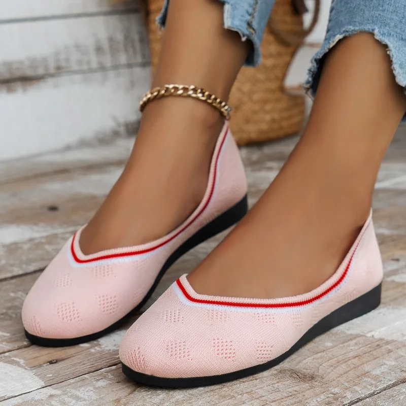 

2024 New Breathable Mesh Soft Flat Shoes for Women Non-slip Elasticity Casual Shoes