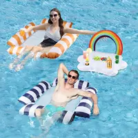 Pool Float Adult,2Pack Inflatable Pool & 1Drink Float,Pool Float Adult Heavy Duty,Water Hammock Lounge,Swim Pool Toy Party Float 1