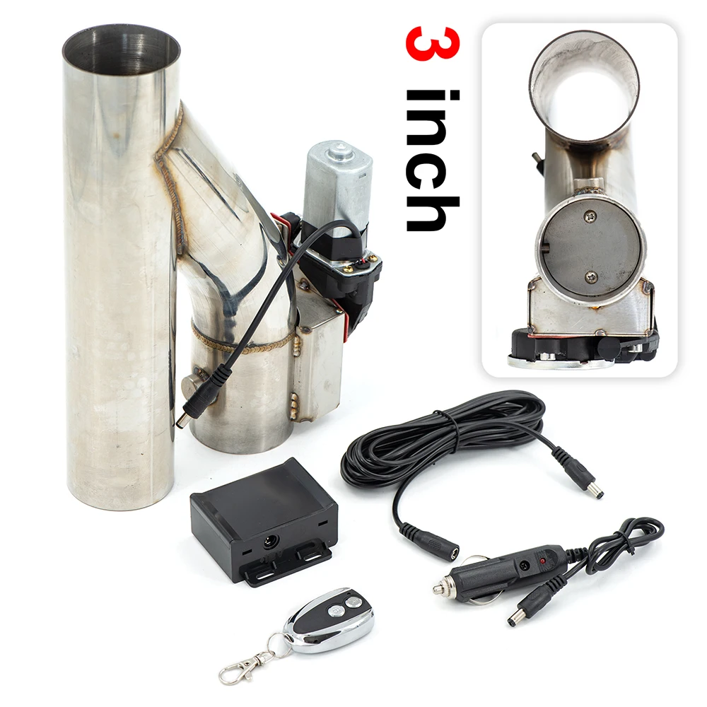 2 2.25 2.5 2.75 3 inch SS304 Heade Y Pipe cutout Electric Exhaust cutout Catback Down Pipe exhaust bypass valve remote button exhaust control valve exhaust pipe valve kit exhaust pipe valve