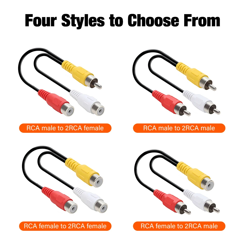 Premium RCA Y Splitter Cable - 1 In 2 Out Audio Adapter