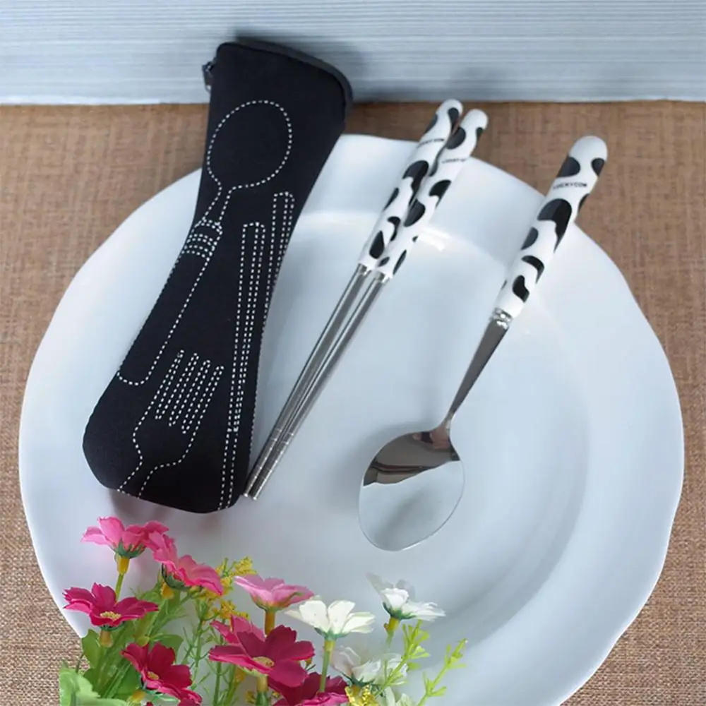1PCS Tableware Bag with Zipper Travel Cutlery Kit Case Portable Pouch For Dinner Travel Camping Tableware