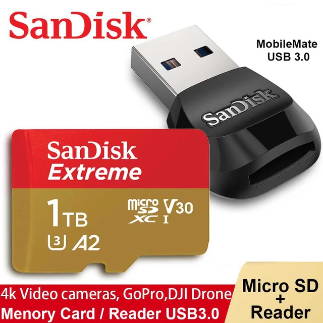 サンディスクA2極端なマイクロsdカードmobilemate usb 3.0のmicrosdカードリーダーメモリカードC10、U3、V30、4 18k  tfカードカメラドローン