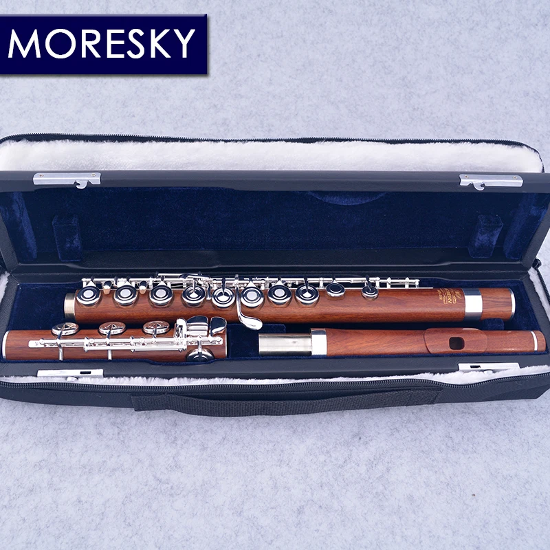 Moreskyレッドウッドフルート17オープン穴シルバーメッキeキー