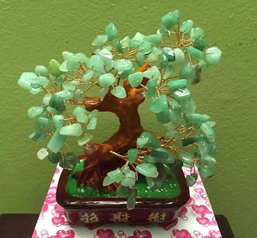 Arbol Bonsai Árbol Del Dinero Feng Shui - Cristal De Cuarzo Verde,  Decoración Para Atraer Fortuna Decoracion Navidad Oficina, image size:1077x1000