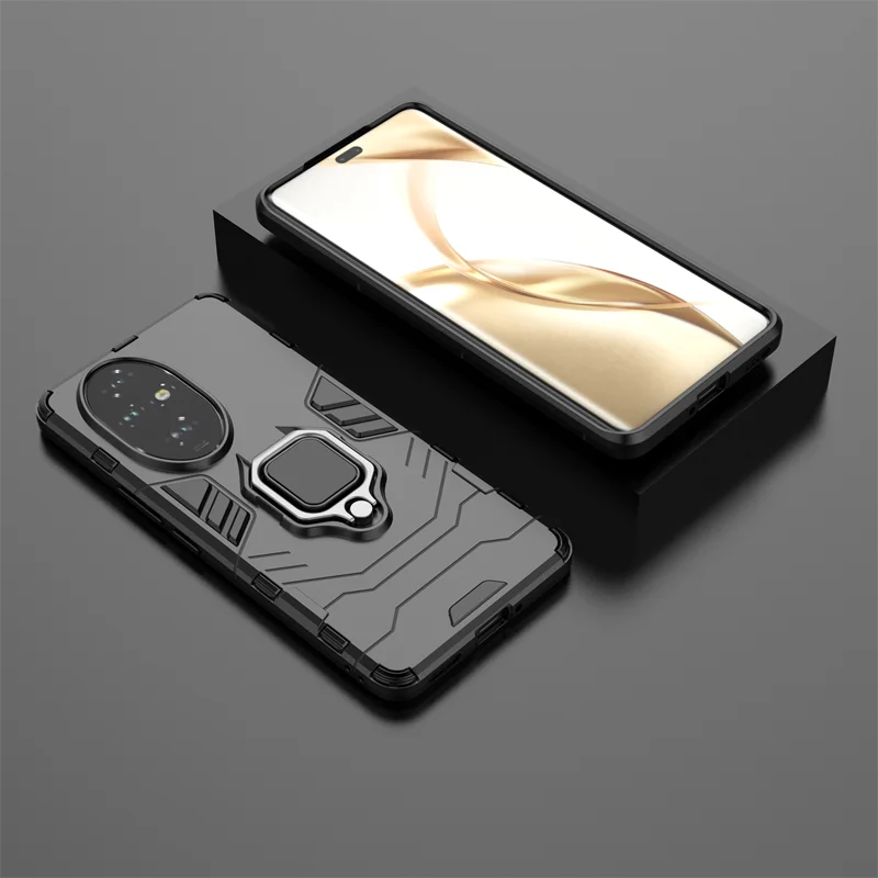 Luxury Shockproof Armor Phone Case with Magnetic Ring Holder Stand and Back Cover
