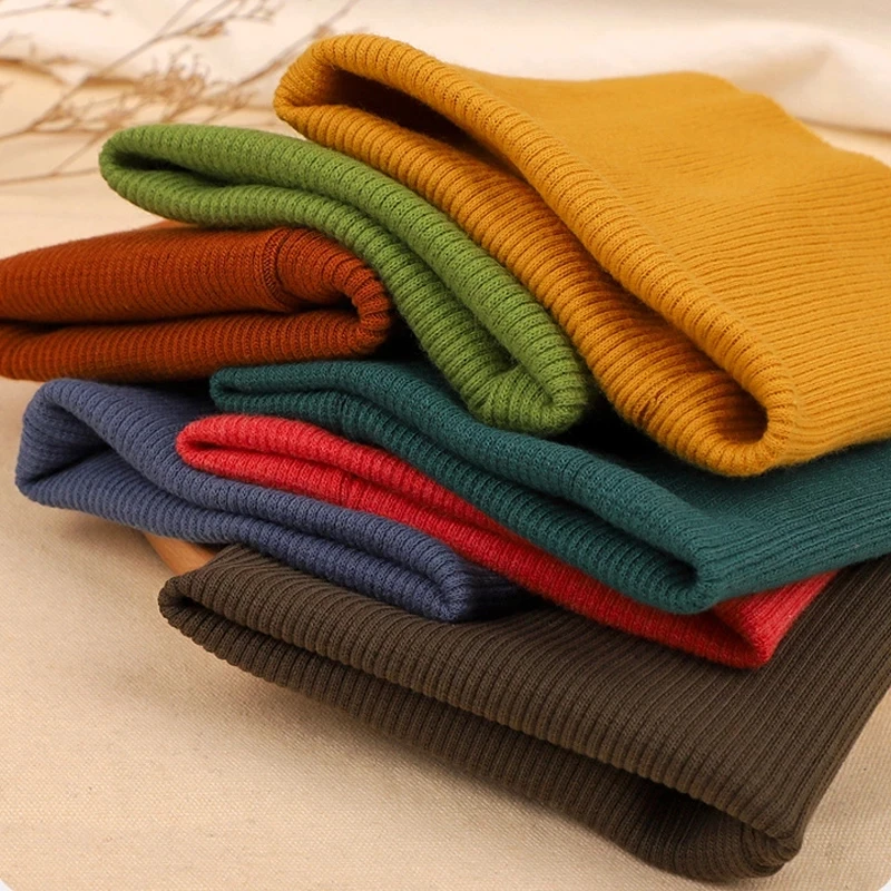 Stretchy Cotton Knitted Ribbed Elastic Fabric For DIY Clothing Down Jacket Hoodie Making Cuffs