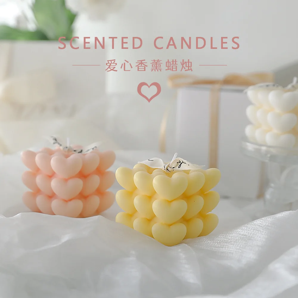 Ins small bubble cube candle room decors aesthetic aromatic and decorative  scented candles creative souvenirs for wedding guests