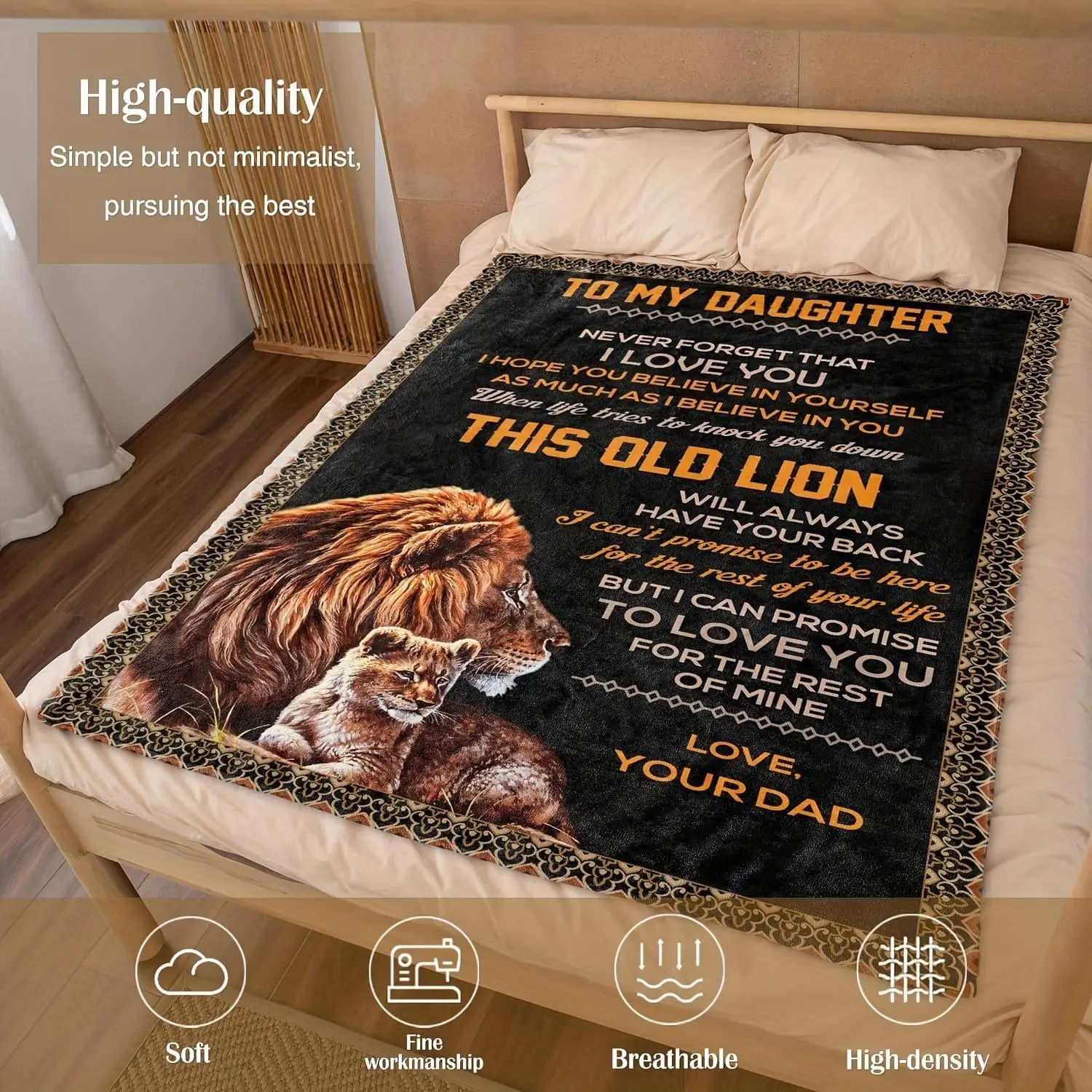 Lion Blanket Birthday Gift From Father To Daughter Adult Daughter Lion Blanket To My Daughter Lion Blanket 3