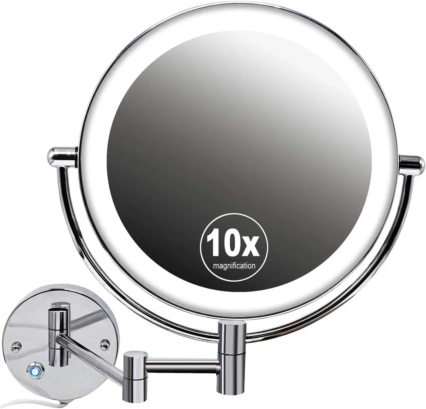 85LEDWallMountedMakeupMirrorwith5X10XMagnificationExtendable