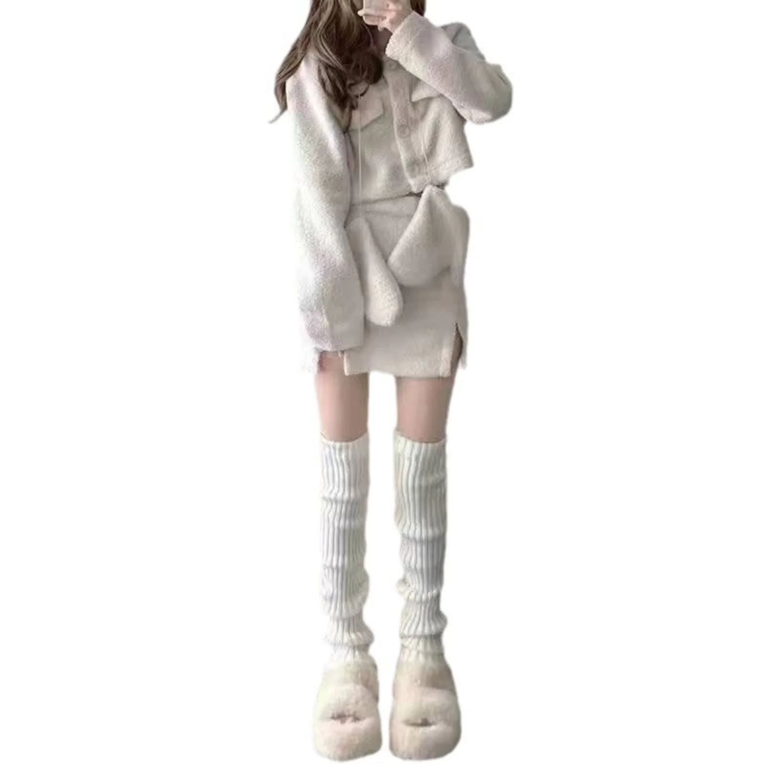 Korean Style Knitted Leg Warmers,Y2K Harajuku Aesthetic Sock Accessories, Warm Winter Knit Leg Covers For Daily Streetwear Party