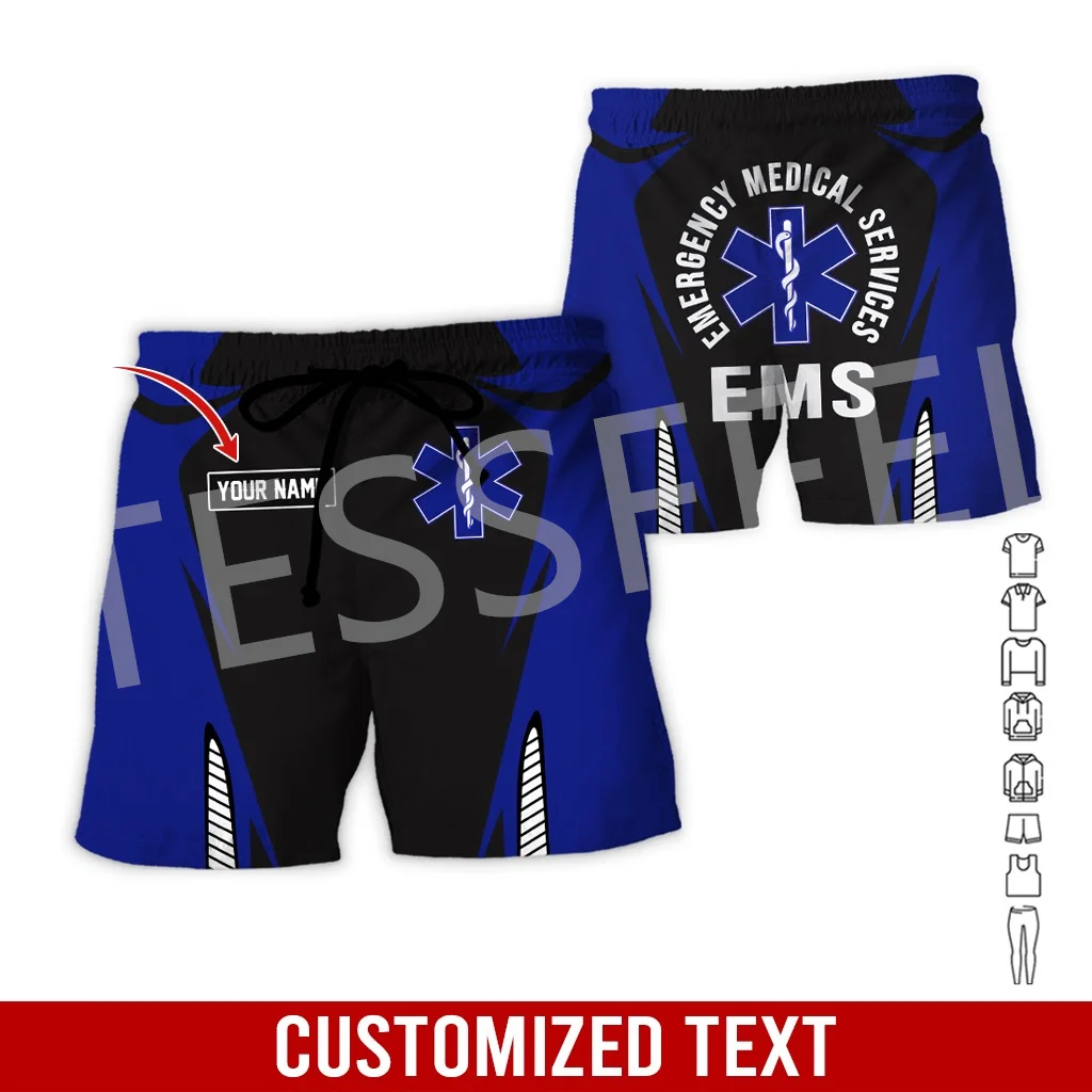 Streetwear EMS EMT Nurse Paramedic Medical Tattoo Custom Name 3DPrint Unisex Harajuku Beach Short Pants Summer Casual Shorts X3