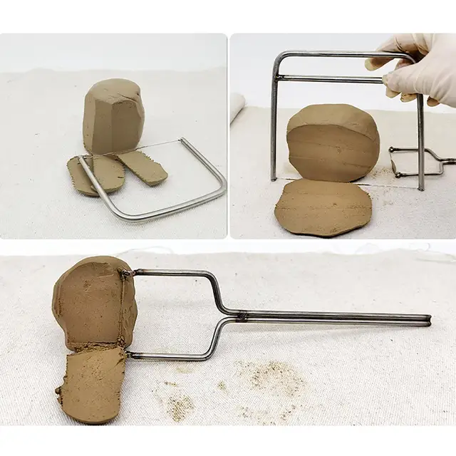 Coupe-fil d'argile créatif, outil de coupe, coupe-boue en acier inoxydable, trancheur en forme de U, argile céramique, grattage polymère, outil de poterie 3